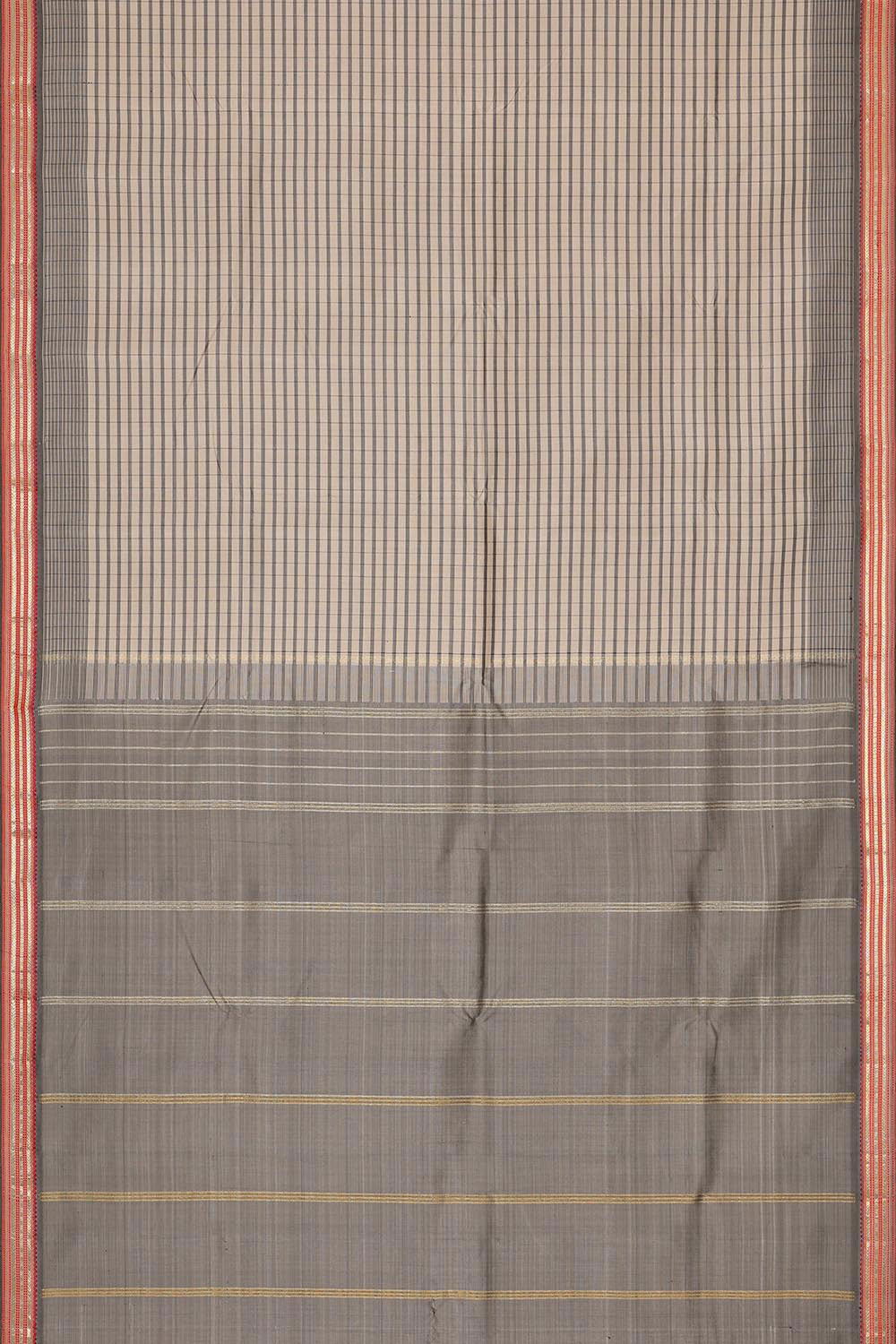 Collection of Arani Silk Grey-Cream Saree in a gallery layout