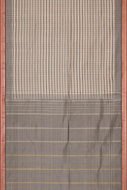 Collection of Arani Silk Grey-Cream Saree in a gallery layout