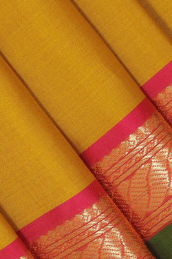 Collection of Arani Silk Mustard Yellow Saree in a gallery layout