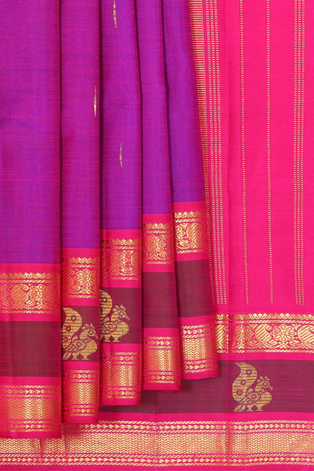 Collection of Arani Silk Magenta Purple Saree in a gallery layout