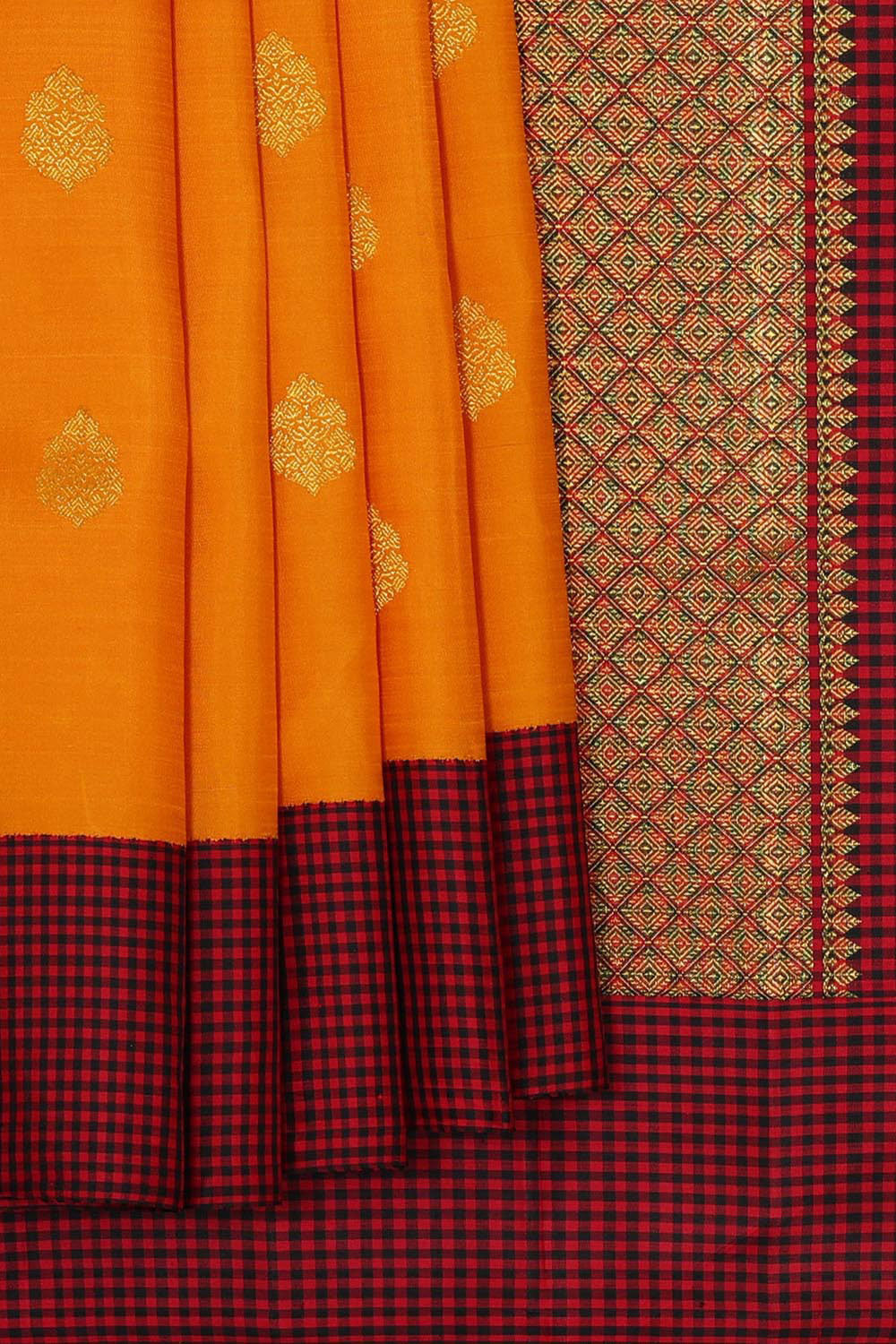 Arani Silk Mustard Orange Saree