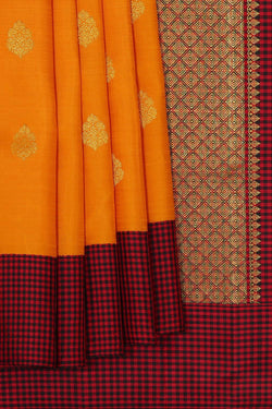 Image of Arani Silk Mustard Orange Saree