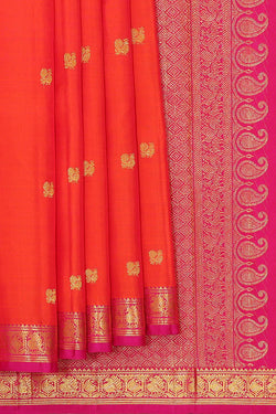 Collection of Arani Silk Orange Saree in a gallery layout