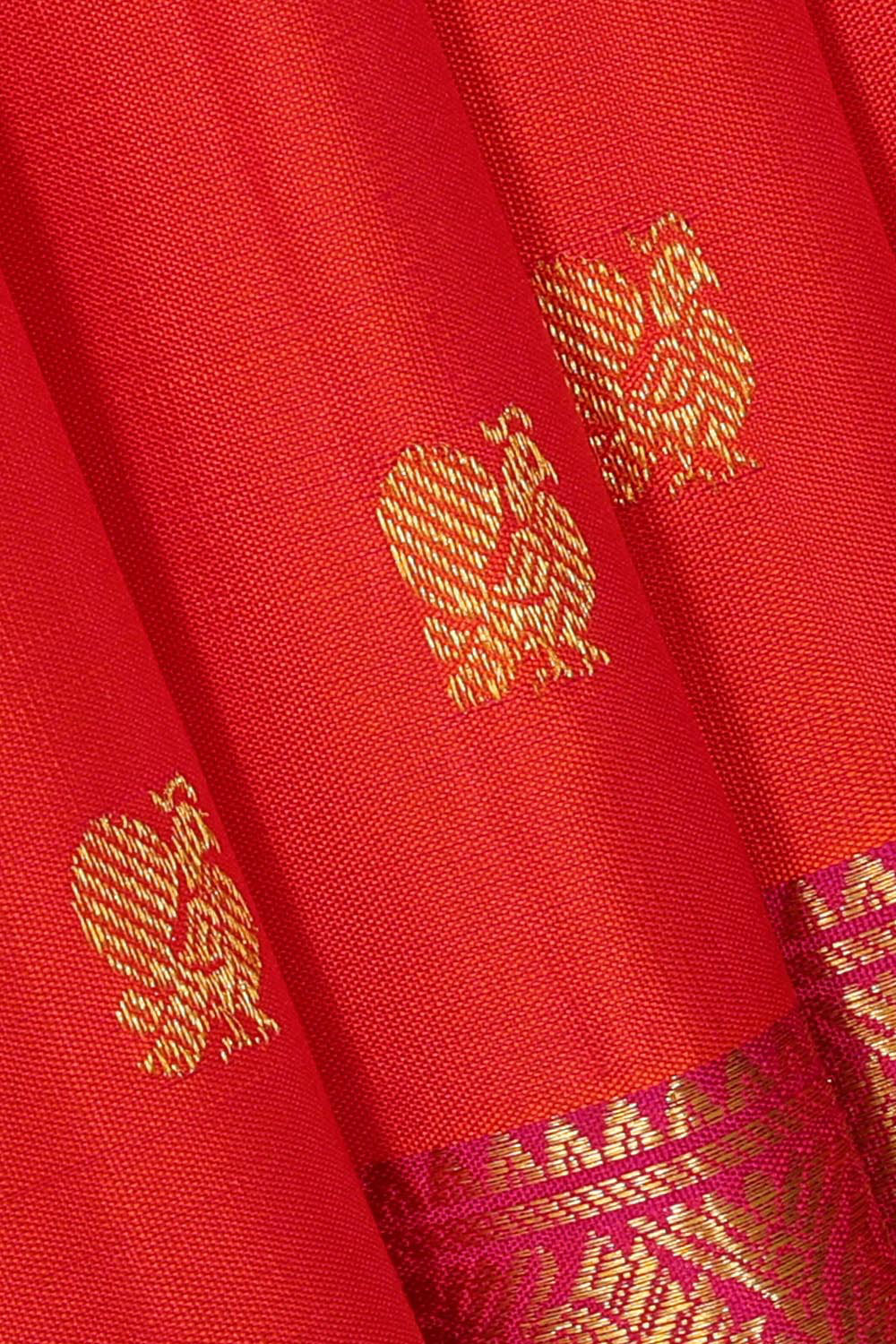 Collection of Arani Silk Orange Saree in a gallery layout