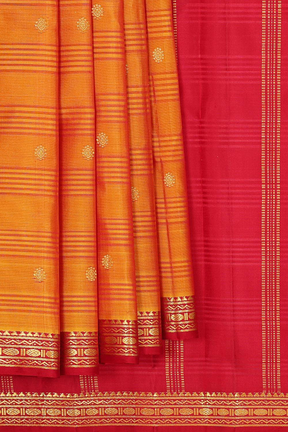 Collection of Arani Silk Orange Saree in a gallery layout