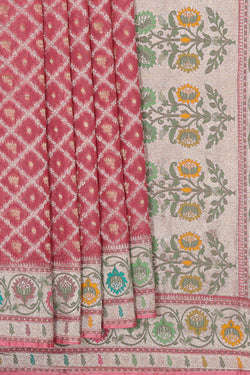 Image of Banarasi Georgette Dark Peach Pink Saree