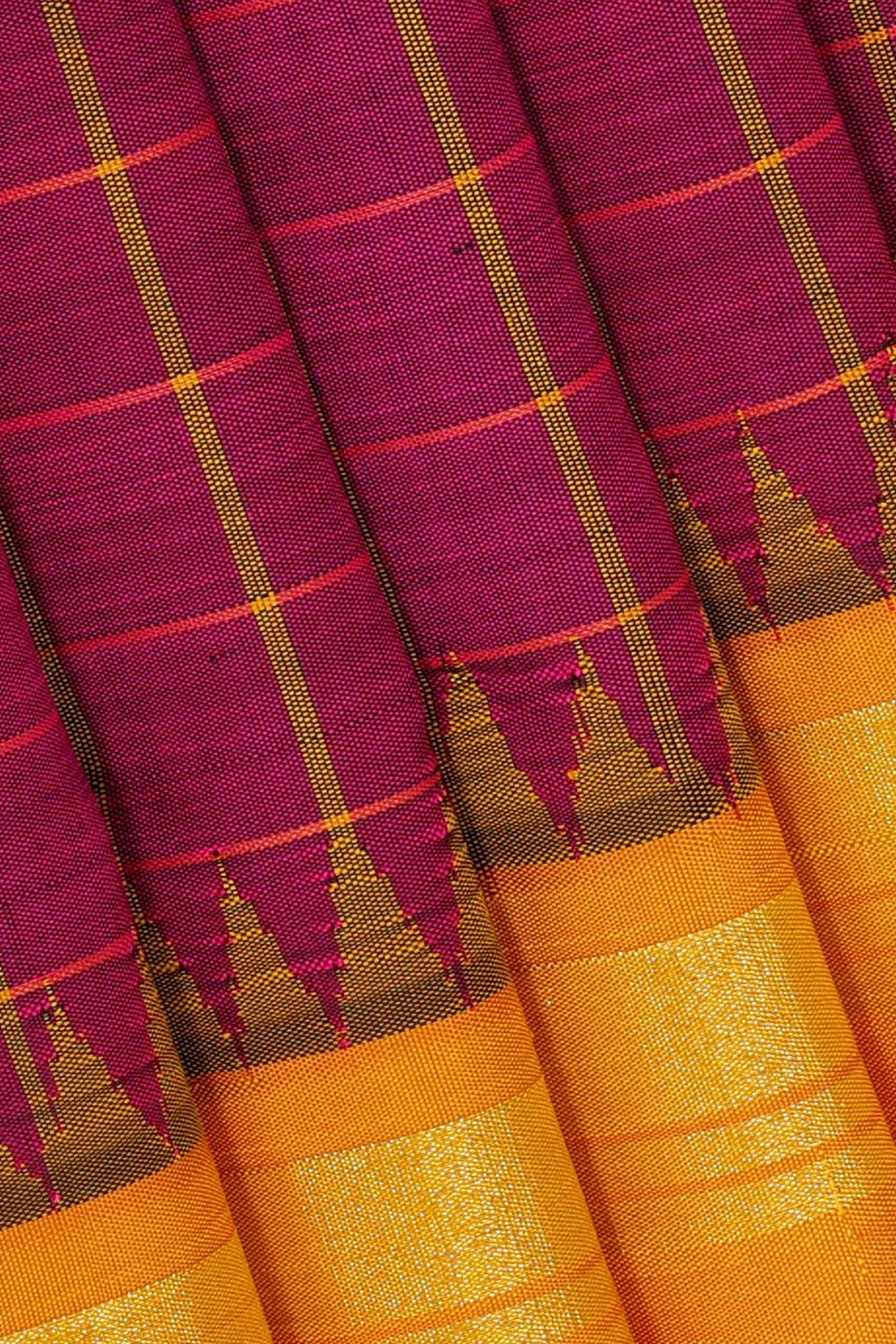 Collection of Arani Silk Dark Magenta Saree in a gallery layout