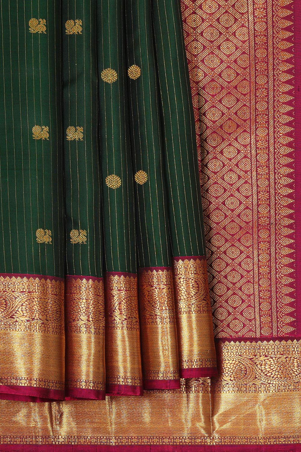 Arani Silk Bottle Green Saree