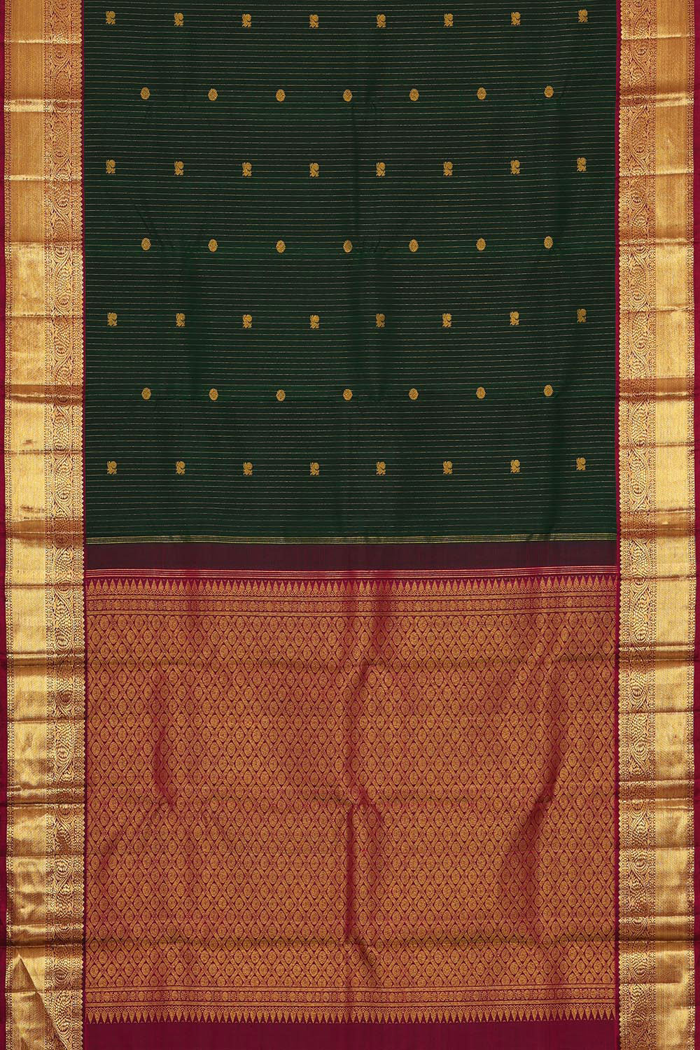 Arani Silk Bottle Green Saree