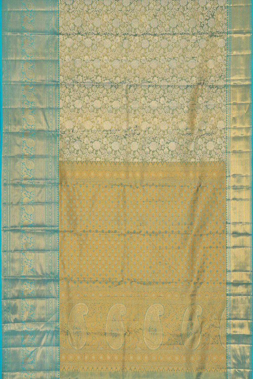 Collection of Kanchipattu Sky Blue Tissue Brocade Saree in a gallery layout