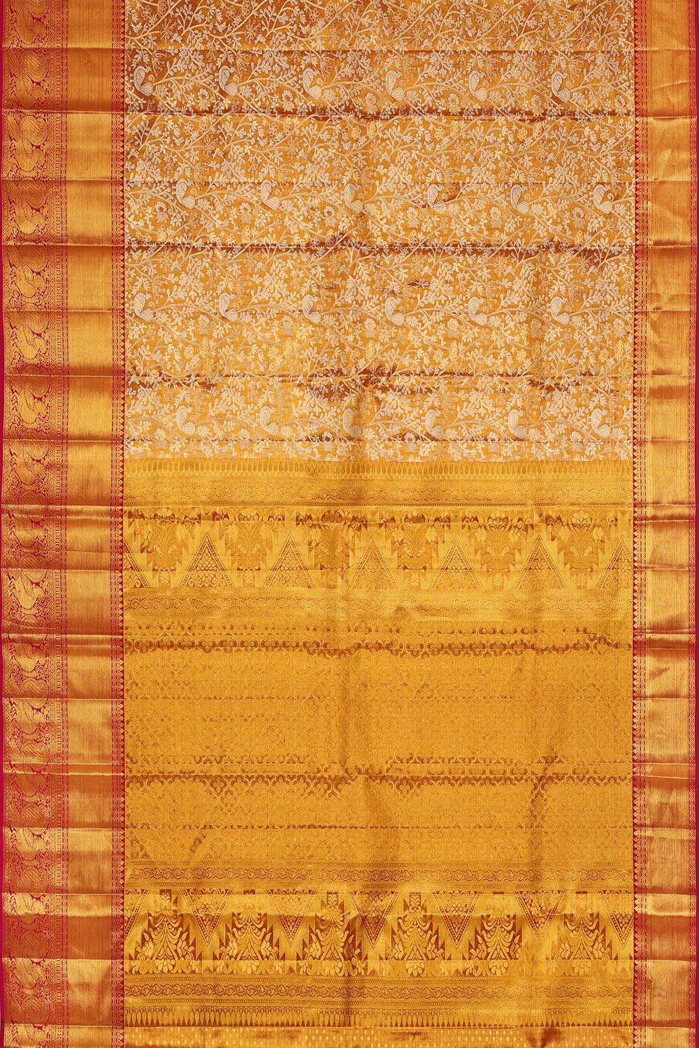 Collection of Kanchipattu Golden Brown Tissue Brocade Saree in a gallery layout