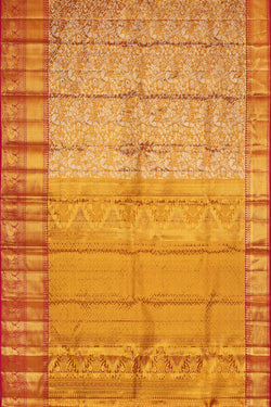 Collection of Kanchipattu Golden Brown Tissue Brocade Saree in a gallery layout