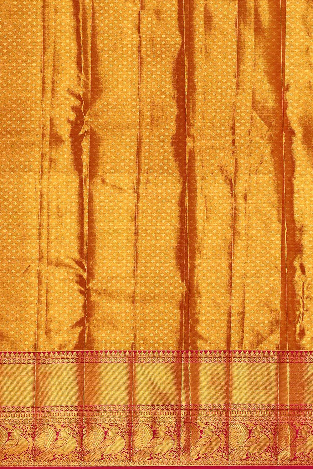 Collection of Kanchipattu Golden Brown Tissue Brocade Saree in a gallery layout