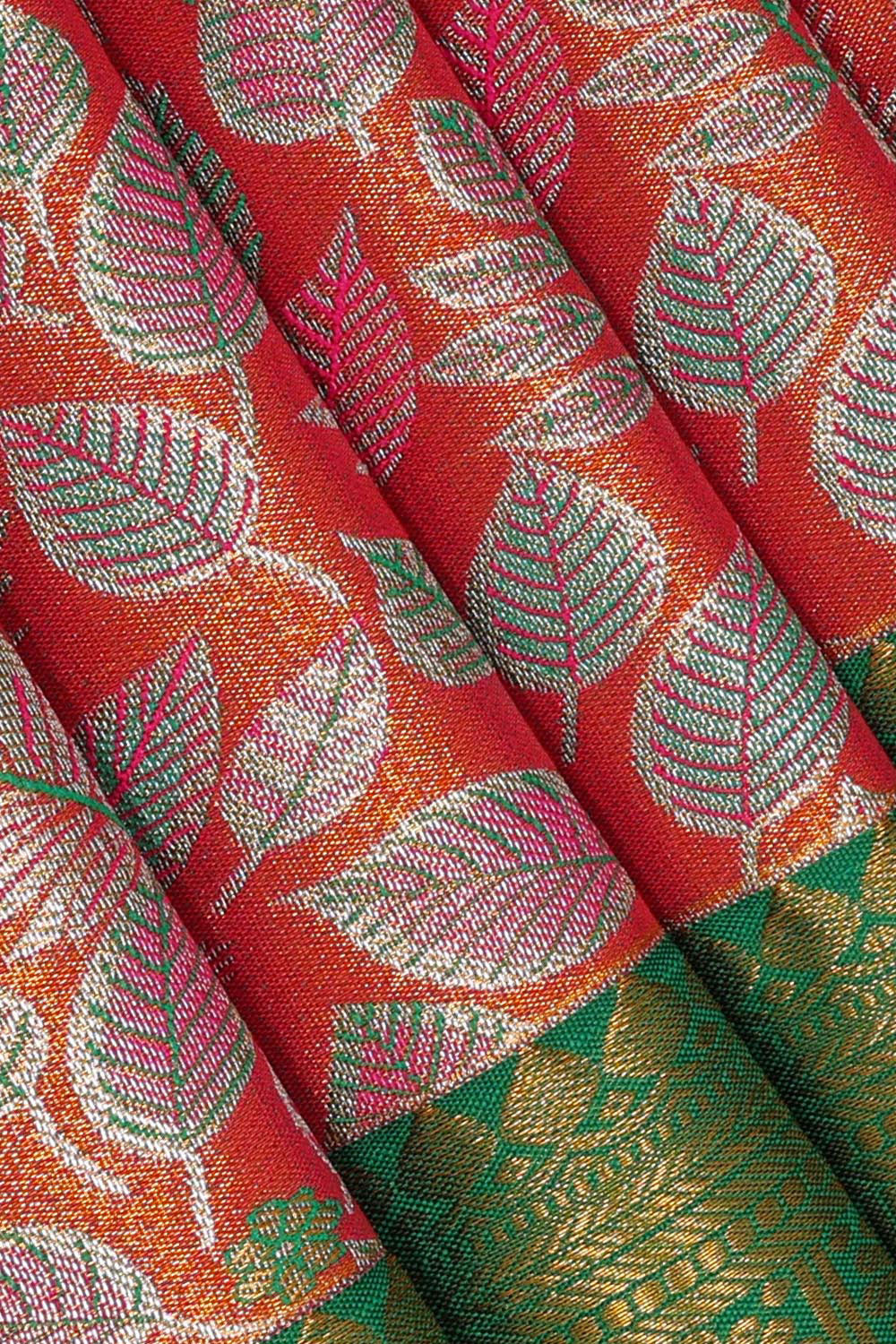 Dark Peach Silk Woven Saree