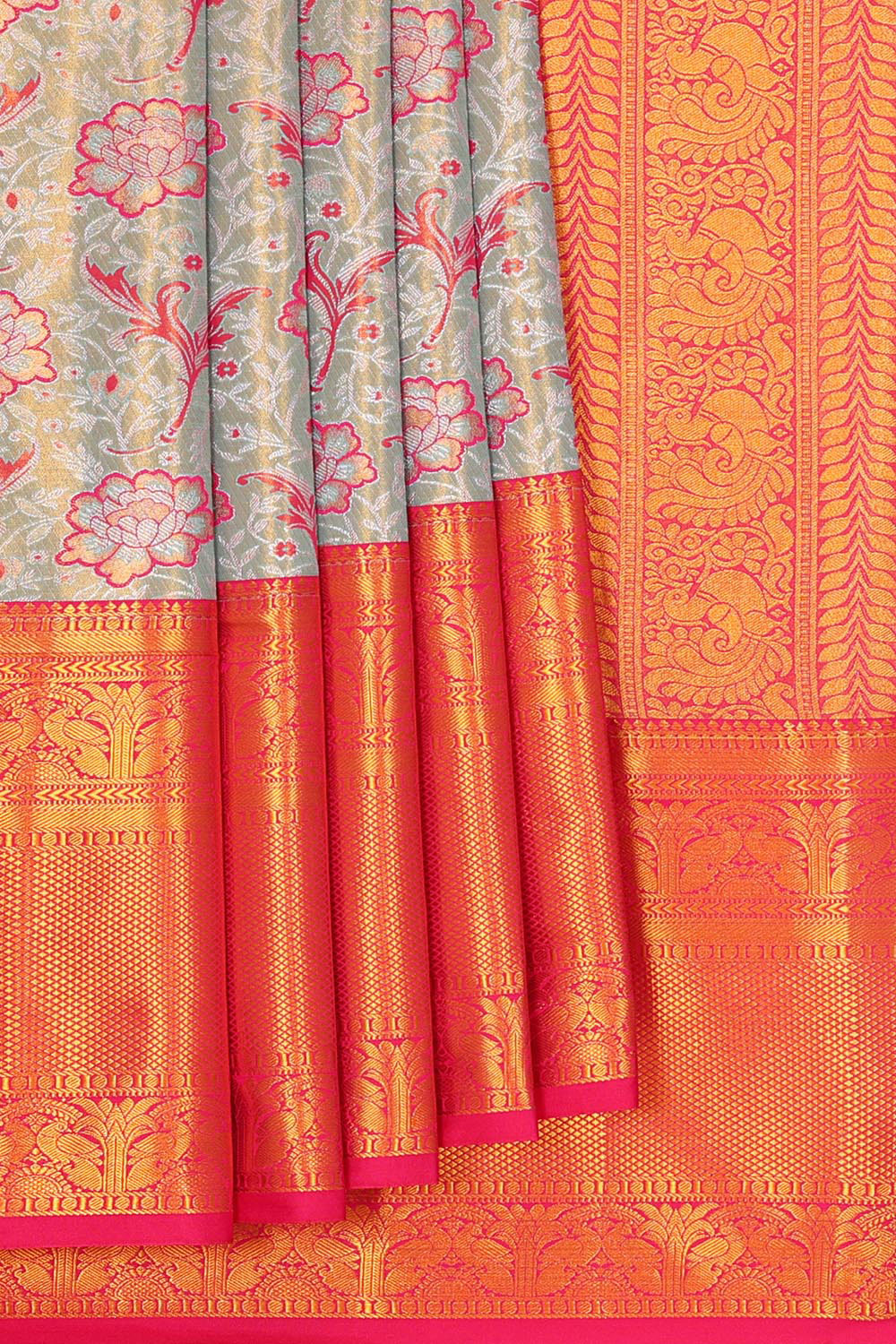 Ice Blue Tissue Silk Woven Saree