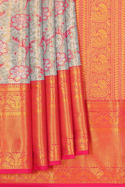 Image of Ice Blue Tissue Silk Woven Saree