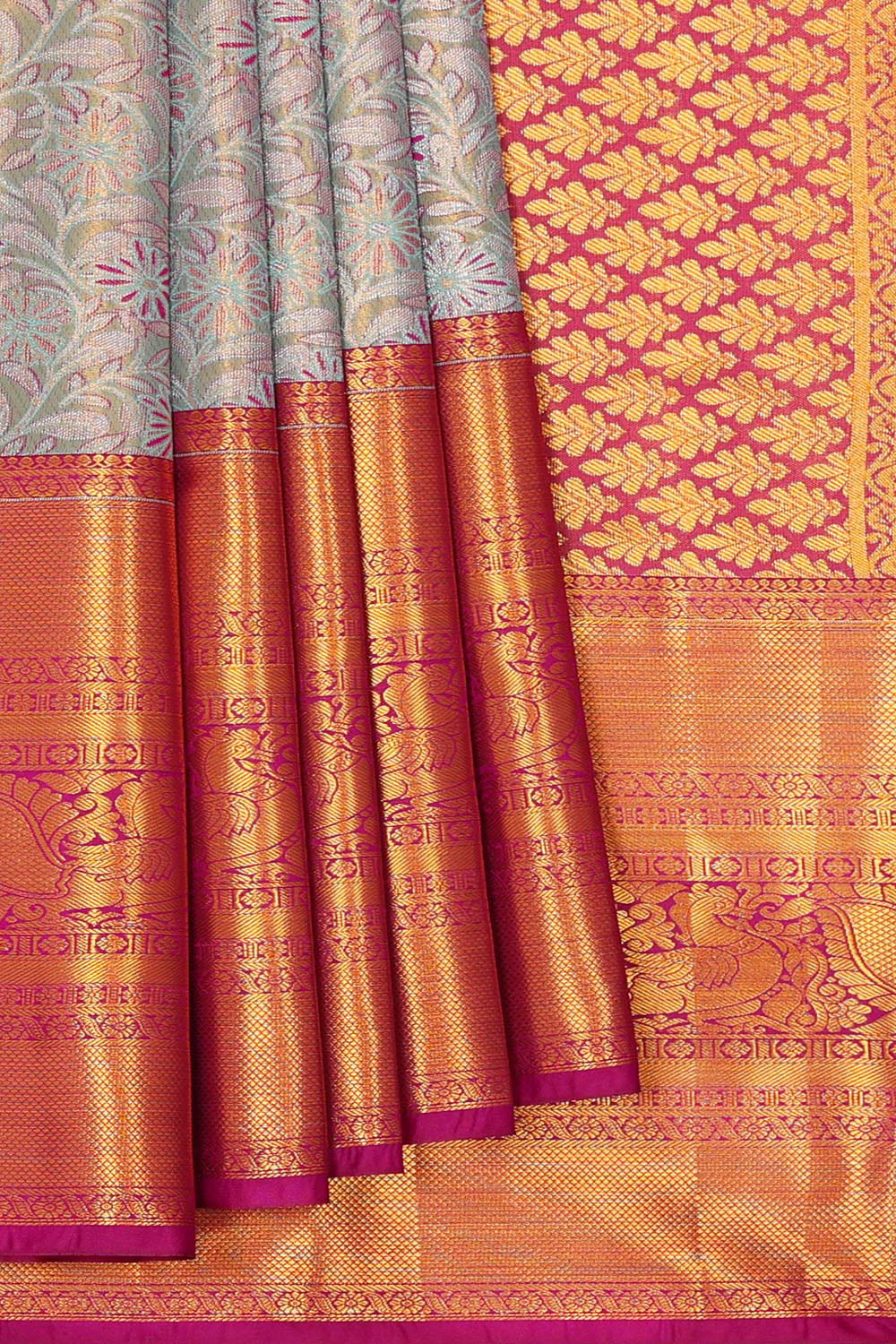 Ice Blue Tissue Silk Woven Saree