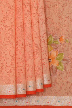 Image of Chanderi Cotton Silk Light Peach Saree