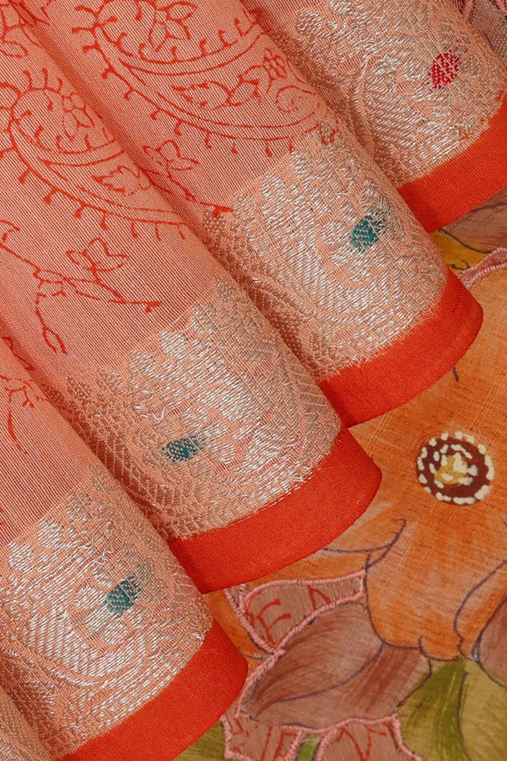 Chanderi Cotton Silk Light Peach Saree