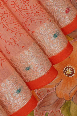 Image of Chanderi Cotton Silk Light Peach Saree