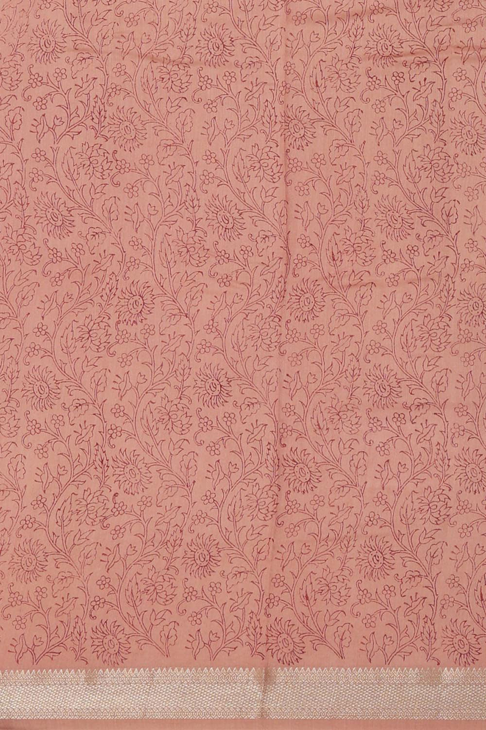 Image of Printed Tussar Silk Dusty Peach Saree