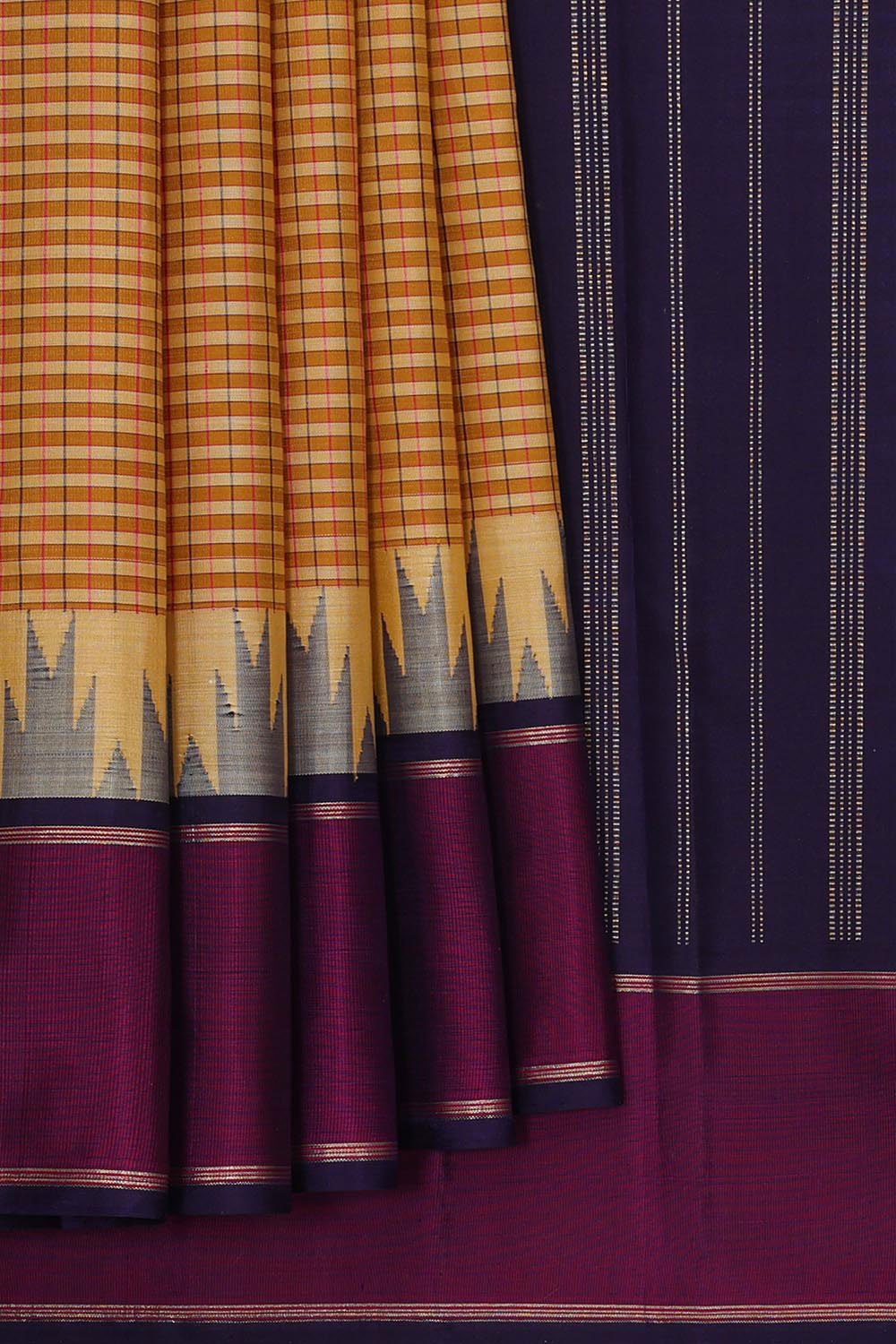 Collection of Arani Silk Cream Saree in a gallery layout