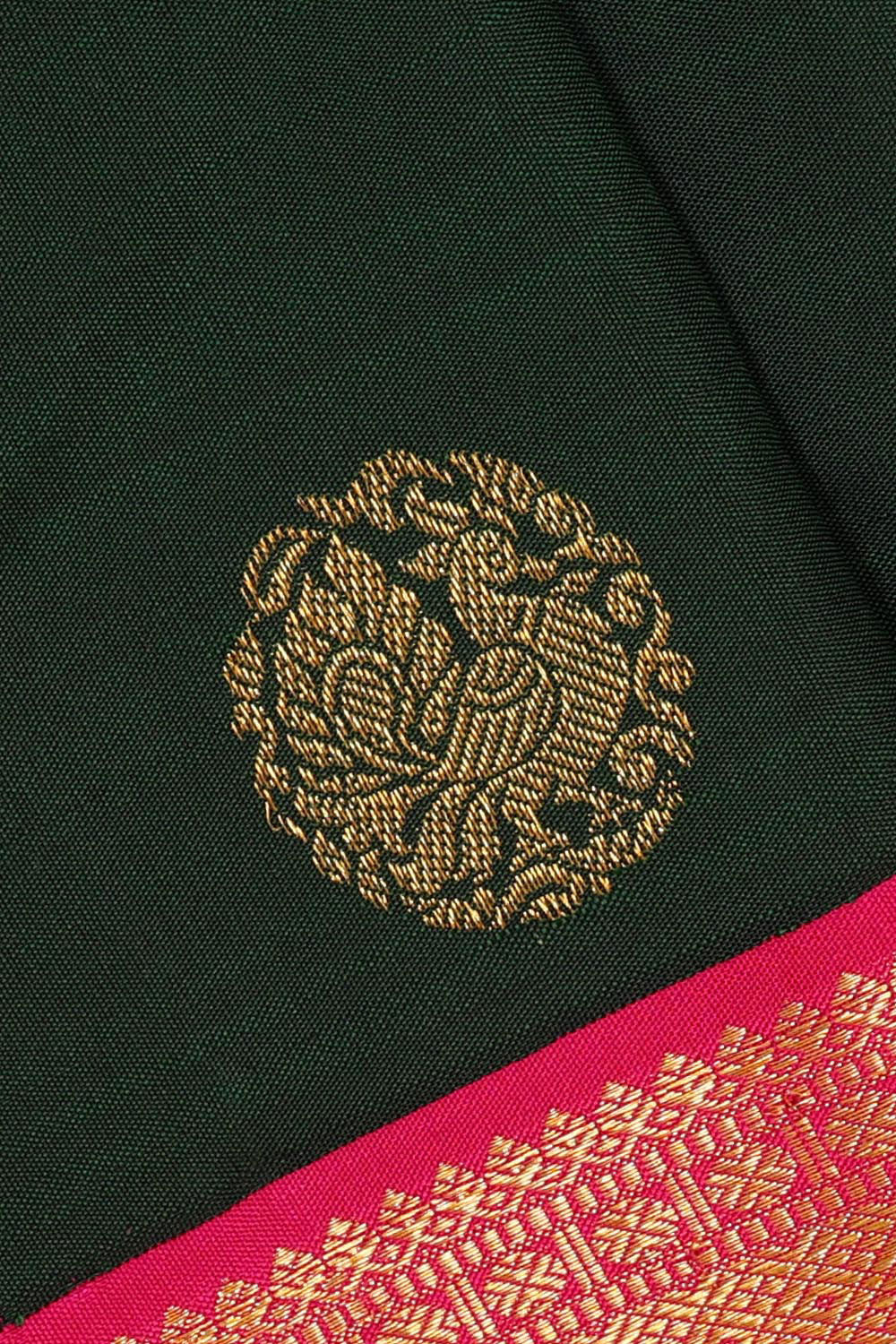 Image of Arani Silk Bottle Green Saree