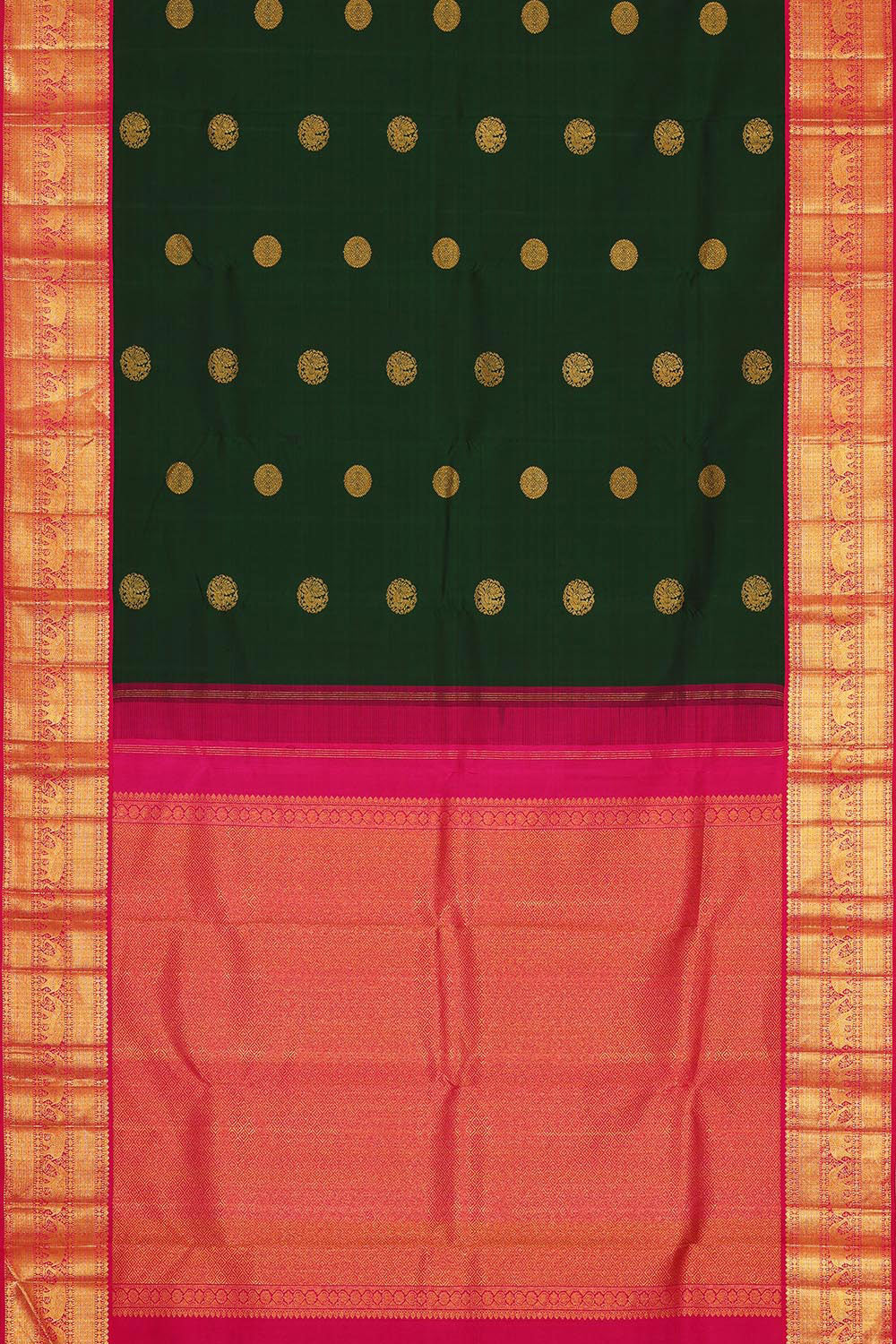 Arani Silk Bottle Green Saree