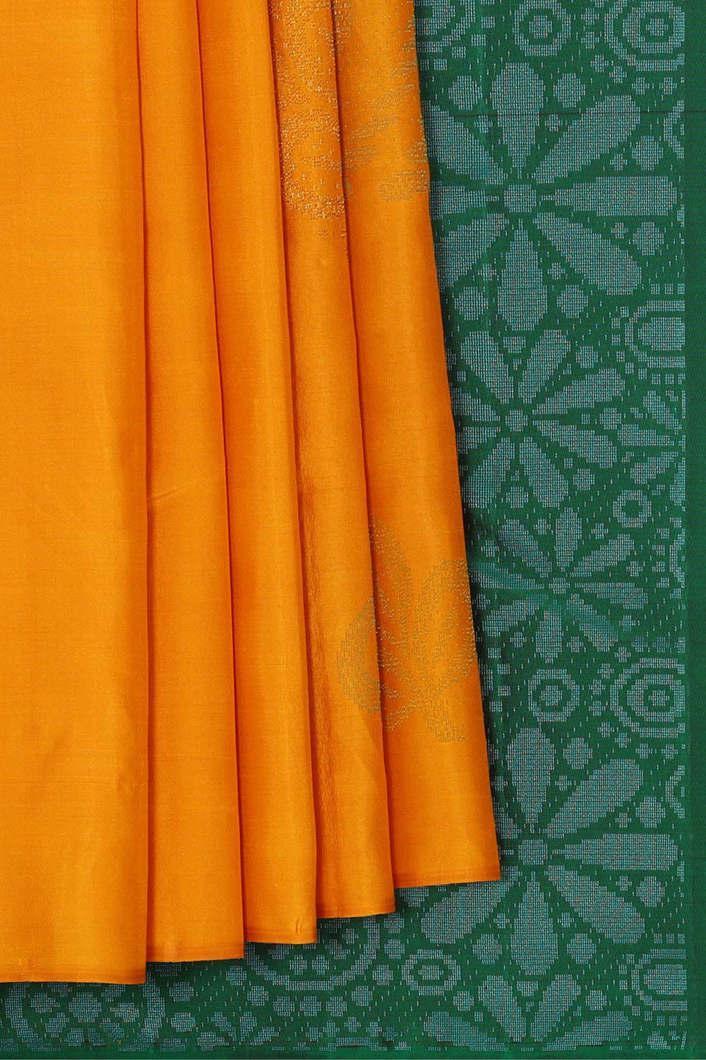 Collection of Arani Silk Mustard Yellow Saree in a gallery layout