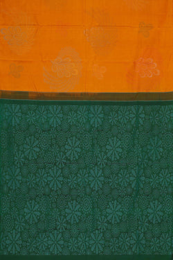 Collection of Arani Silk Mustard Yellow Saree in a gallery layout