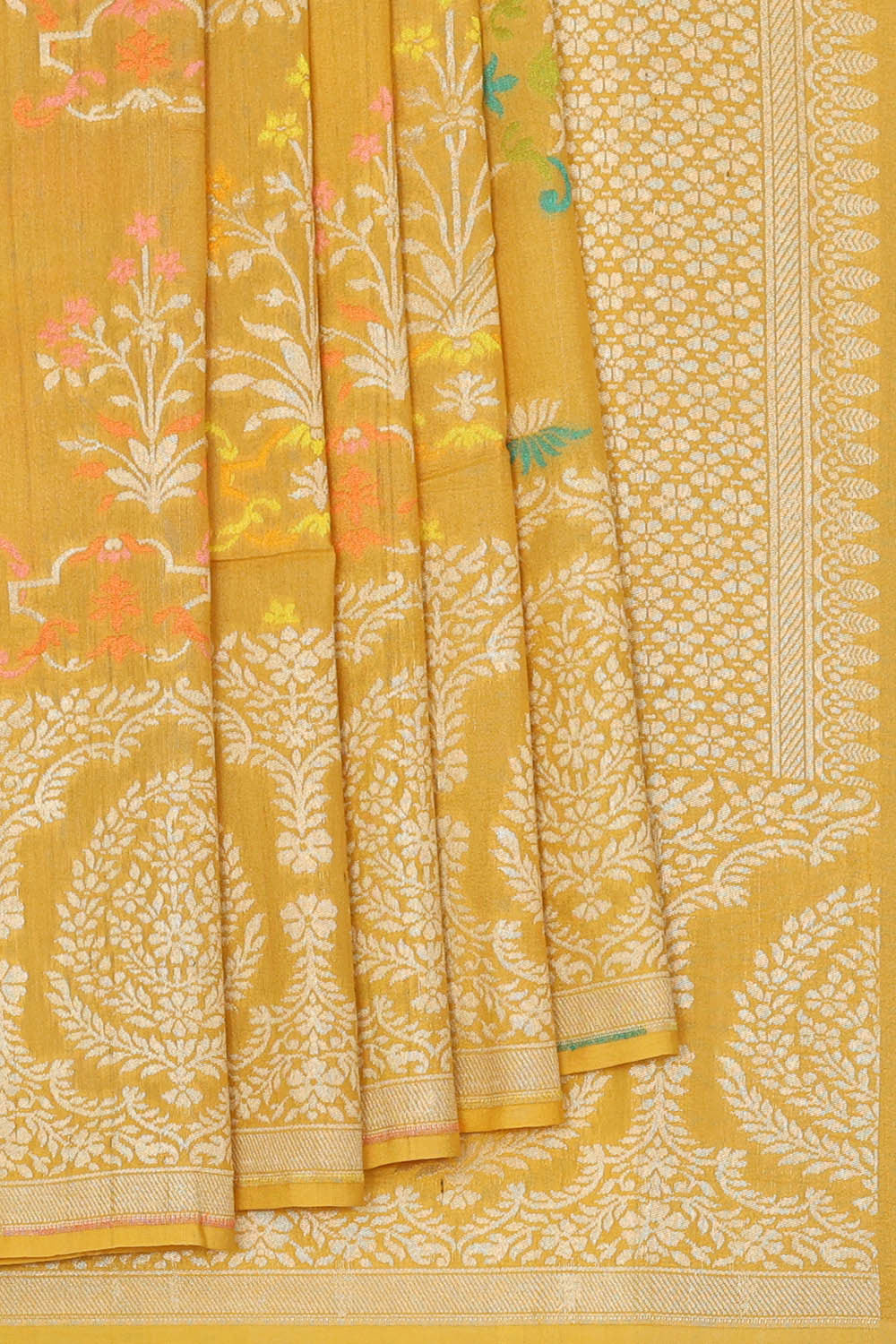 Tussar Georgette Mustard Yellow Saree