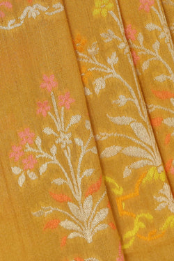 Image of Tussar Georgette Mustard Yellow Saree