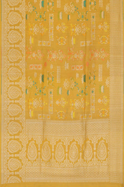 Image of Tussar Georgette Mustard Yellow Saree