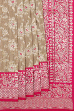 Image of Banarasi Silk Dark Cream Saree