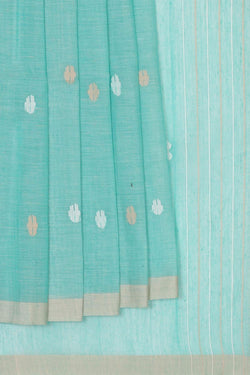 Image of Ponduru Handwoven Sea Blue Jamdani Saree