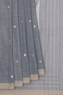 Image of Ponduru Handwoven Grey Jamdani Saree