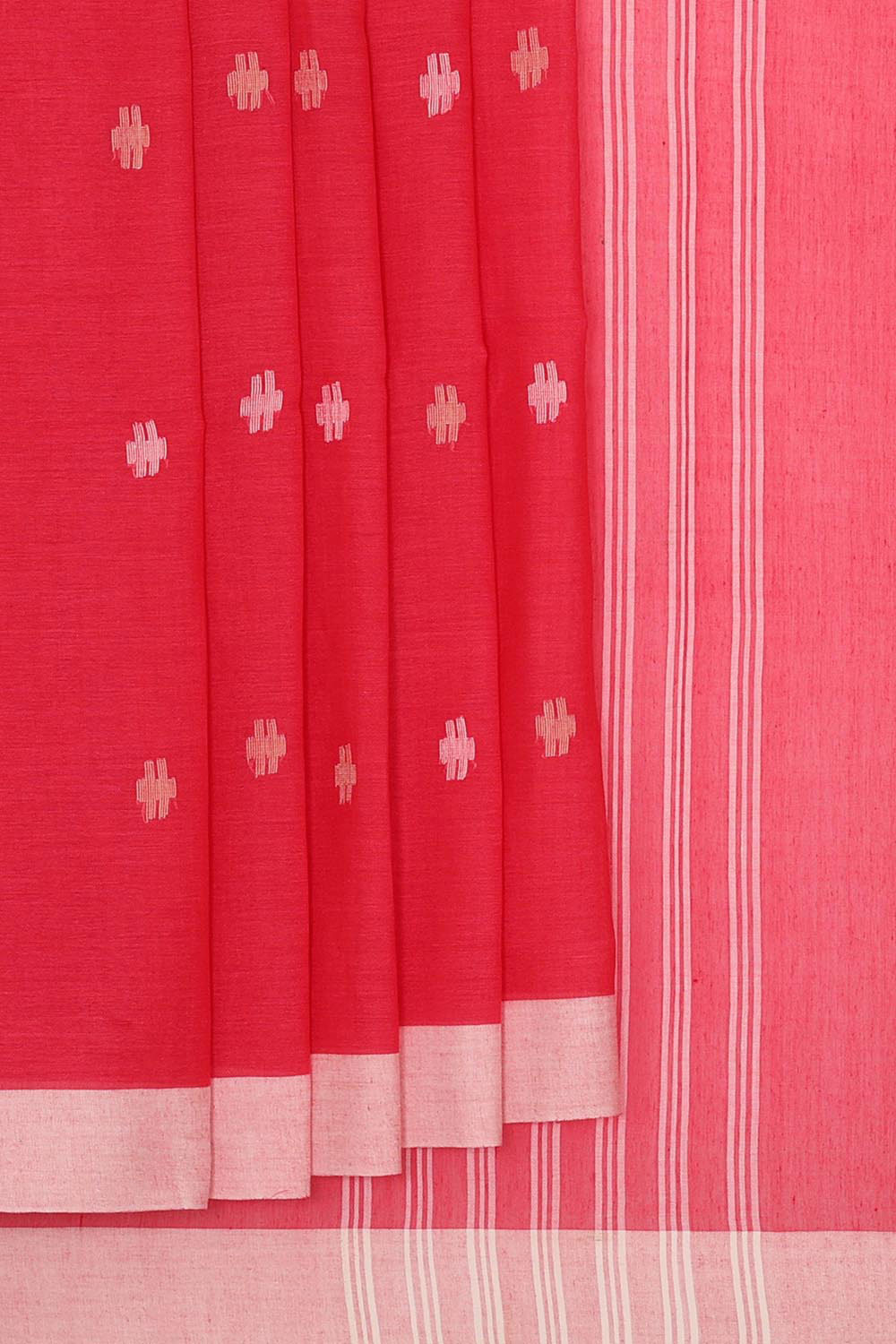 Ponduru Handwoven Reddish Pink Jamdani Saree