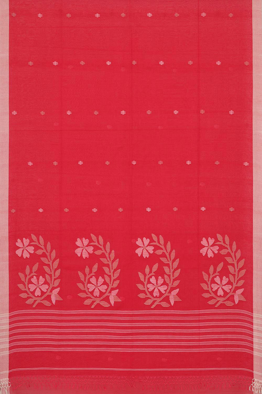 Ponduru Handwoven Reddish Pink Jamdani Saree