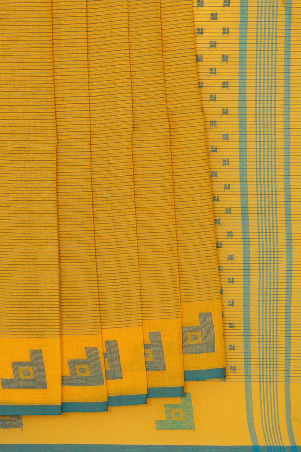 Ponduru Handwoven Mustard Yellow Jamdani Saree