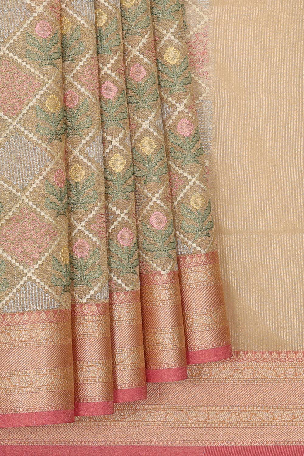 Banarasi Silk Beige Embroidered Saree