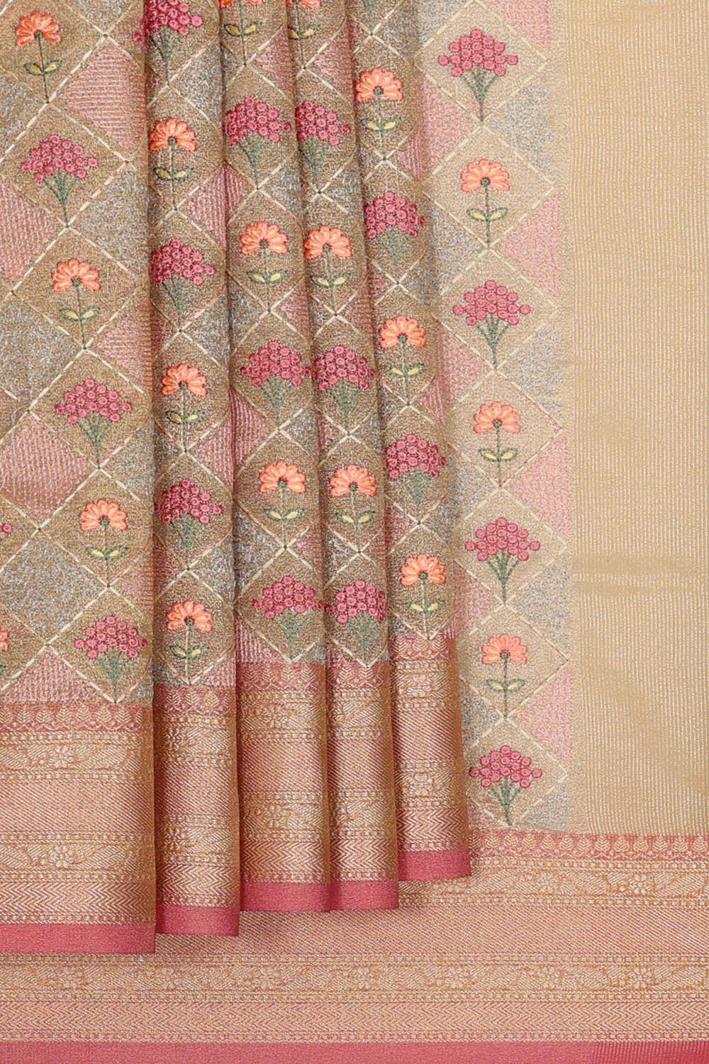 Banarasi Silk Beige Embroidered Saree