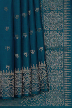 Image of Manipur Silk Peacock Blue Saree