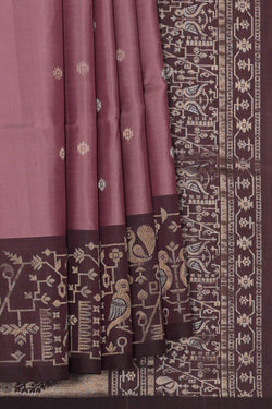 Image of Onion Pink Silk Saree