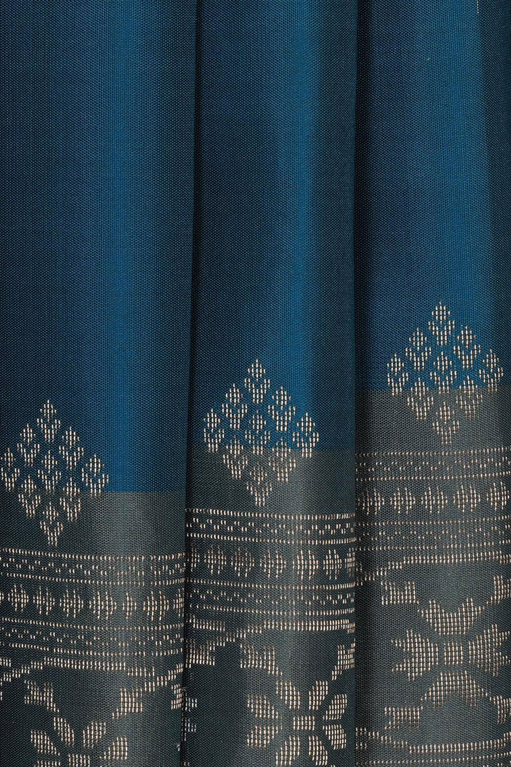 Manipur Silk Peacock Blue Saree