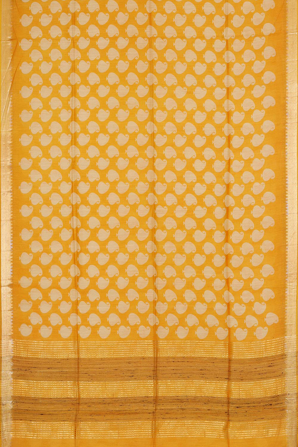 Printed Tussar Silk Haldi Yellow Saree