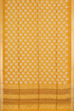 Image of Printed Tussar Silk Haldi Yellow Saree