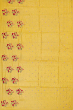 Image of Embroidered Tussar Silk Yellow Saree