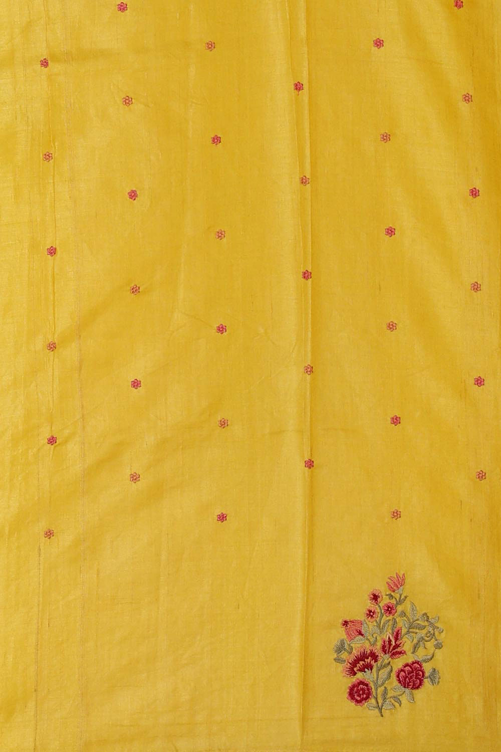 Embroidered Tussar Silk Yellow Saree