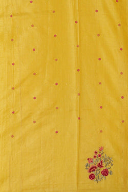 Image of Embroidered Tussar Silk Yellow Saree