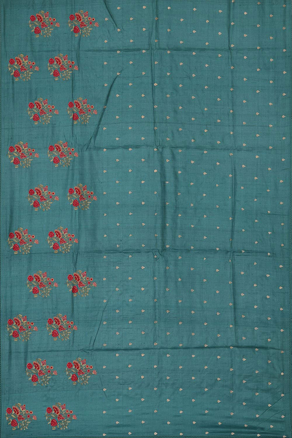 Embroidered Tussar Silk Teal Blue Saree